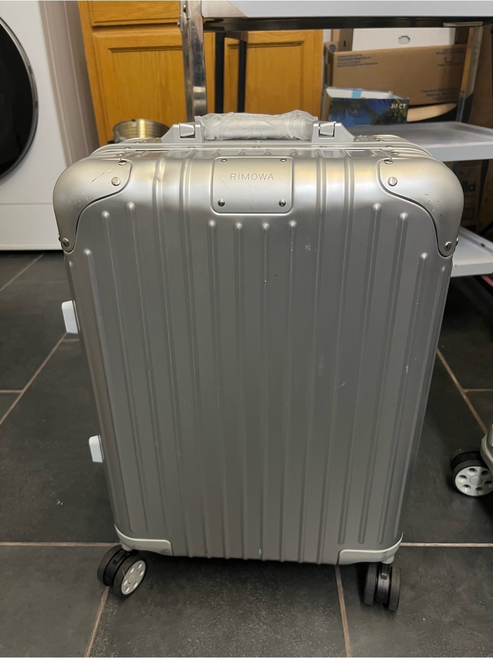RIMOWA Silver Grooved Aluminum Carry-On Spinner